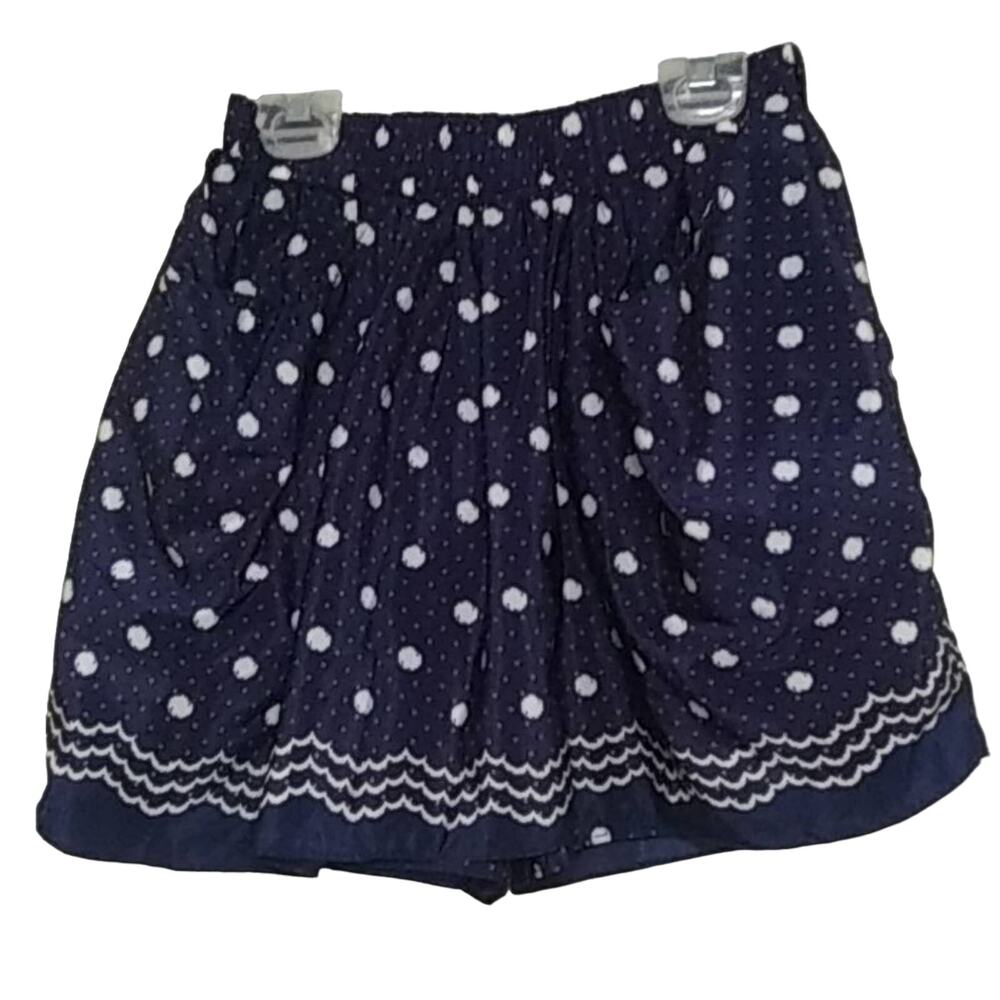 Navy Polka Dot Skort Oversized Pockets Elastic Waistband by Aryn K Size XS